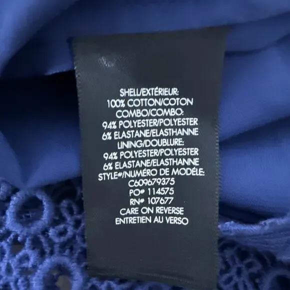 Alice + Olivia Blue Inez Bow Collar Lace Popover Dress Sz 8 Sleeveless Cocktail - Picture 7 of 8